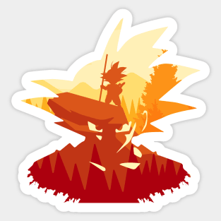 Beautiful Sunset Silhouette - The Son in the Red Forest Sticker